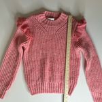 Greylin Womens Ruth Ruffle Shoulder Chunky Knit Sweater in Pink Sz S | Feminine Photo 12