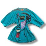 Gene Ewing BIS Vintage Teal Sequin Beaded Egypt 90s Shirt Photo 1