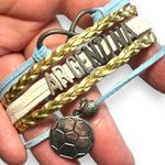 Womens Multi Strand Argentina Forever Soccer Futbol Bracelet Blue Gold White Photo 9