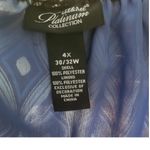 Liz & Me Platinum 4X Blouse Blue Geometric Sheer Overlay Plus Size Photo 3