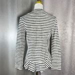 Dojam Left Coast Collection Striped Open Front Ruffle Hem Jacket Women's Small Black Photo 4