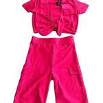 Love j Top And Short Set Womens Size Small Pink Silky Halter Stretch Shorts NEW Photo 0