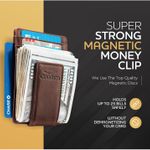 Money Clip Leather Wallet For Men Slim Front Pocket RFID Blocking with Super Strong Magnetic Photo 3