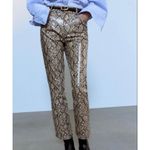 ZARA snakeskin print faux leather high rise pants xs Photo 1