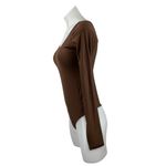 Aerie  Smoothez Brown Scoop Neck Long Sleeve Sculpt Thong Bodysuit Top Size L Photo 1