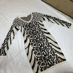 Venus beige & black leopard & cheetah print long sleeve mini sweater dress SZ S Photo 14