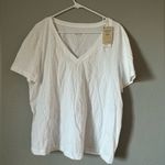 Mango New MNG  Sheer V neck white top Photo 2
