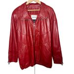 Saks 5th Avenue VTG Saks x Siena Red Leather Bomber Jacket Women's Sz. S Photo 1