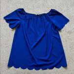 Shop Basic Elegant Royal Blue Off-Shoulder Blouse Photo 0