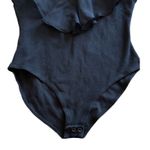 Instant Action Bodysuit Vintage Size Medium Sleeveless Black Ruffle Pearl 90s Photo 2