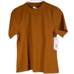 Xersion NWT  Top Women’s M Brown Short Sleeve Mock Neck Rib Activewear Quick-Dri Photo 0