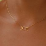 Triple Moon Goddess Necklace – 18K Gold Stainless Steel Photo 1
