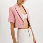 Sandro Vintage Short Sleeve Pink Cropped Blazer Size Large Spring Shimmer Photo 0