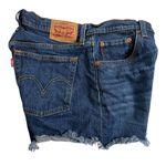 Levi's  501 Denim Shorts High Waisted Frayed Hem Dark Wash Women's size 29 Photo 2