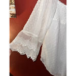 Off the Shoulder Eyelet 3/4 Sleeves Loose Fit Peasant Blouse White Size XL Photo 2
