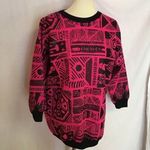 Vintage 80s bright pink op art sweat shirt Size M Photo 3