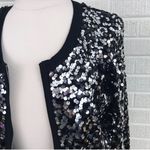 White House | Black Market Sequin Zipper Sweater Silver & Black Knit Bomber Jacket Photo 12