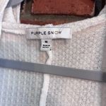 Purple Snow  womens waffle knit open front lightweight cardigan white M Photo 3