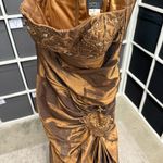 Sally USA Vintage Y2K Copper Satin Rhinestone Brown Strapless Formal Gown Photo 2