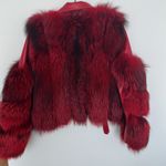 Like new diana roosh bright red fox fur sheep skin leather jacket fur coat Size XS Photo 8