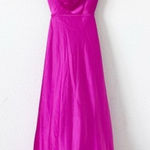Runaway Magenta Pink Satin Draped Front Maxi Dress Size 8 Photo 0