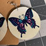 Handmade Y2K Fairycore Glitter Butterfly Statement Earrings Purple Blue Photo 2