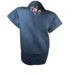 Quacker Factory Black Tropical Denim Jacket Flamingo Embroidered Short Sleeve M Size M Photo 6