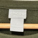 Chico's Zenergy Embroidered Garden Sweatshirt Sz M 1 US 8-10 Green Floral Casual Photo 2