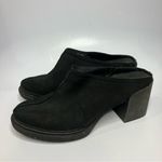 OTBT  split black leather clog mules block‎ heel side 10 Photo 4