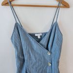 Topshop Chambray Denim Mini Dress Pin Striped Button Cami Wrap 6 Women Blue Photo 5