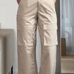 ZARA  Wide Leg NWOT Cargo Pants Beige Satin Utility Pockets Women Size XS Photo 0