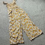 Yellow Paisley Wide Leg Cropped Jumpsuit with Pockets Size M Photo 0