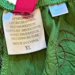 Y2K Crinkle Satin Blouse Babydoll Top Green Floral Lace Trim Womens Size XL Photo 12