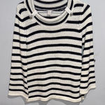 Chico's Black and White Striped Cowl Neck Sweater Photo 0