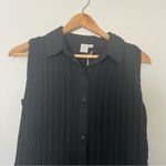 Joie NWT  pleated sleeveless shirt dress collared button down black size small Photo 3