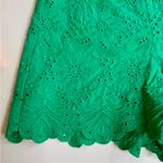 Draper James RSVP Embroidered Eyelet High Waist Scallop Hem Shorts Green Size 4 Photo 3