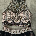 Elegant Black and Pink Embellished Top and Skirt Formal Gown Set Size 4 Photo 3