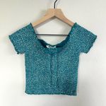 Roxy Medium Blue and White Speckled Crop Top Photo 0