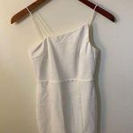 Lulus Fit & Flare Dress Womens Small Solid White Spaghetti Straps Front Slit Photo 0