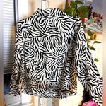 Carole Little Zebra Print Linen Blend Jacket 1x White Photo 2