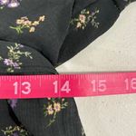 American Eagle  SZ Large Ditsy Black Floral Dress Purple Ruffle Bell Sleeves Boho Photo 6