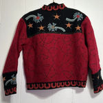 Icelandic Designs Wool Jacket Sweater Holiday Winter M Knit Black Red Vintage Size M Photo 5
