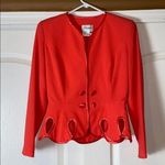 80s VINTAGE RIMINI RED CUT OUT BLAZER BLOUSE TOP Size M Photo 0