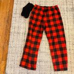 •Plaid fleece sleep pants and fleece socks bundle• Size XL Red Photo 3