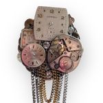 Handmade Steampunk Watch Parts Brooch Silver Photo 1
