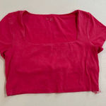 Aerie Offline by Real Me Square Neck Crop Top Hot Pink Size L Photo 0