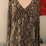 Badgley Mischka  Top L Large Blake Gray Snake Print Shirt Stretch Photo 0