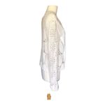 Women's Boho White Crochet Knit Lace Sweater Pullover Eyelet Long Sleeve Top Size M Photo 2