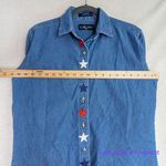 Vintage Luna Pier *stained" long sleeve jean shirt Independence Day, size M Blue Size M Photo 8