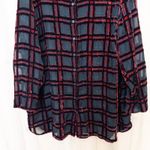Foxcroft Womens Burnout Velvet Plaid Button Down Shirt Sz 20W Black Red Holiday Photo 2